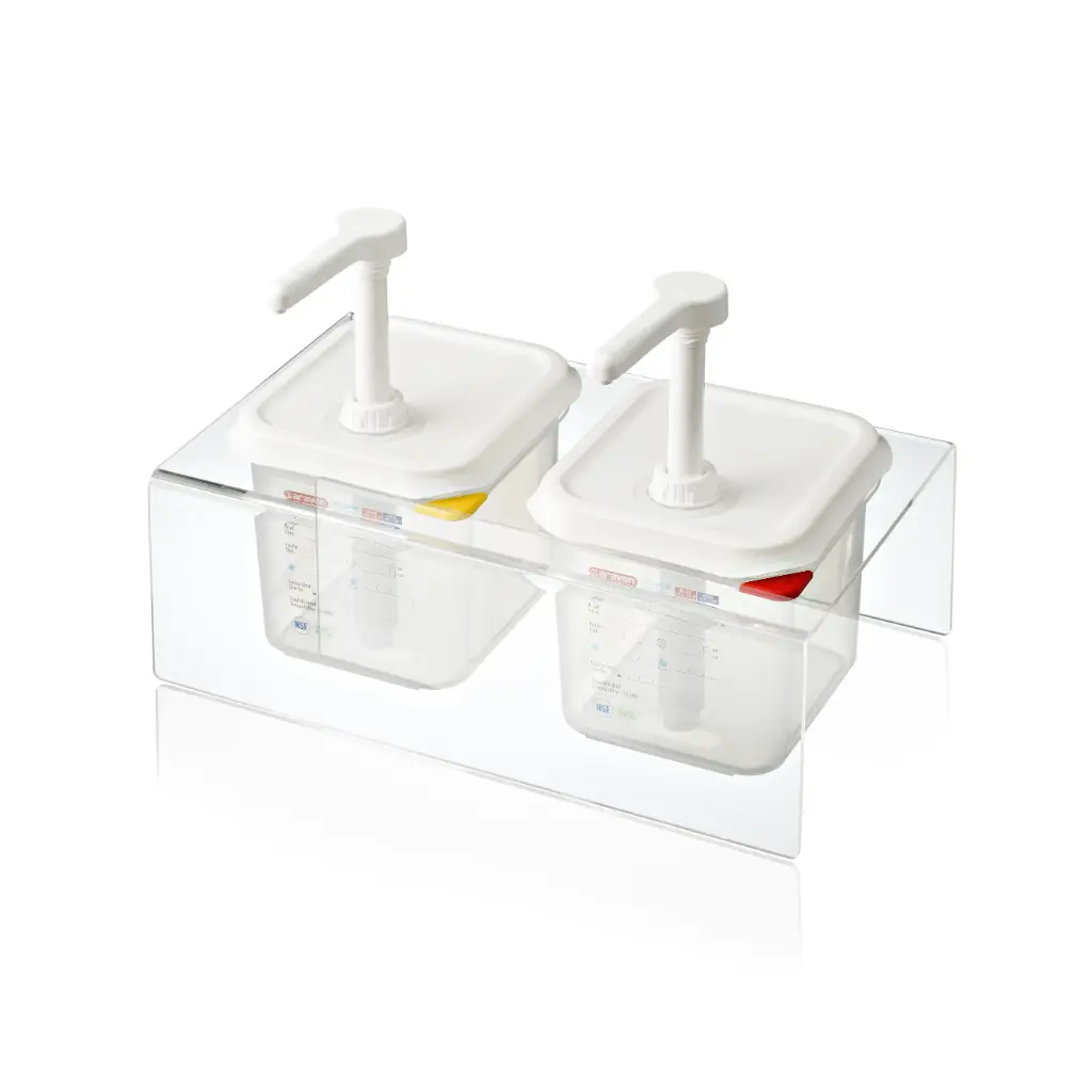 Dispensador Salsas Pp. C/Bomba Doble Gn. 1/6 2,6 L.
