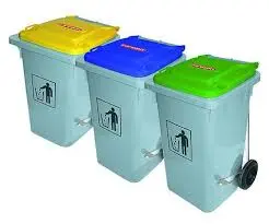 Cubo Basura C/Pedal Y Ruedas Amarillo 80 L.